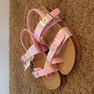 Toddler Girls Falls Creek Pink Shimmer Birk Style Sandal Size 8 9 10 Beached NWT